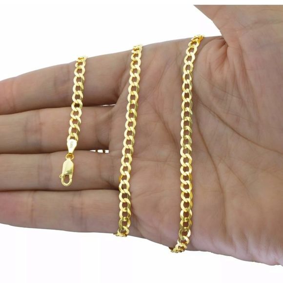 NEW REAL Gold 5mm Cuban Link Chain 24” - Picture 1 of 3